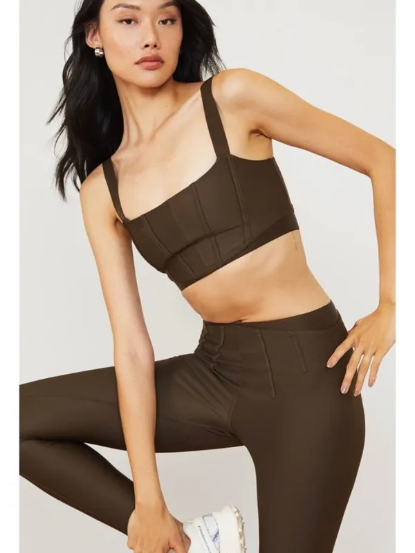 Alo Airlift High-Waist 7/8 Corset Leggings Espresso Hi-Rise Waisted Tights Pants - Image 9