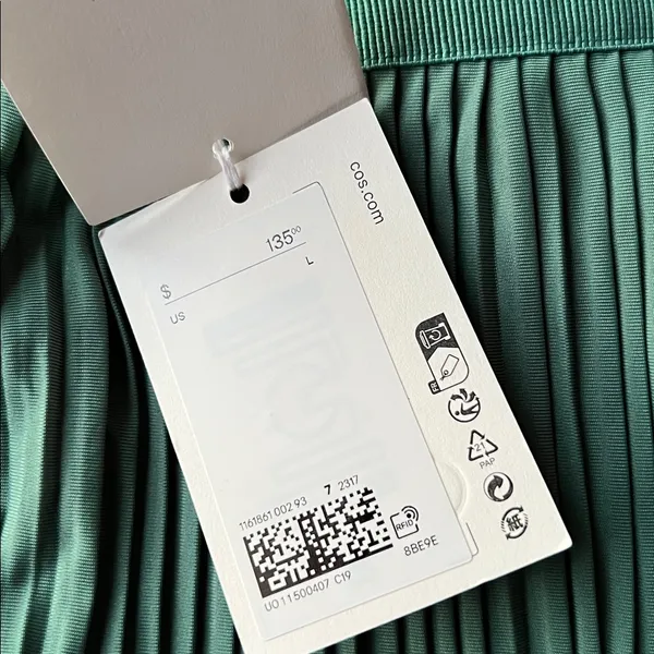 COS Plisse Green Trousers Wide Leg Size Large New With Tags - Image 3