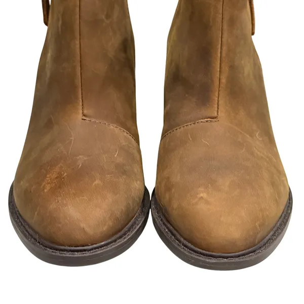 Clarks Scene Zip Ankle Boots Womens 8 Brown Waxy Leather Block Heel Rustic Chic - Image 7