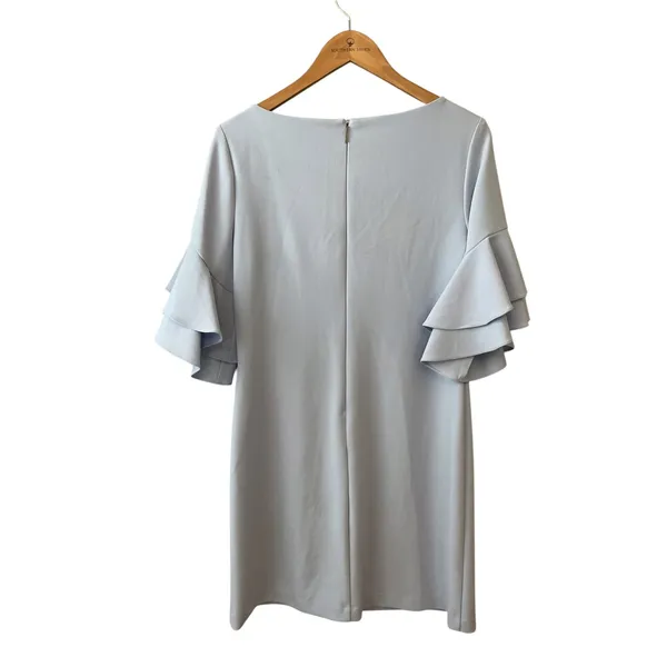 Lauren Ralph Lauren Light Blue Bell Sleeve Shift Dress Size‎ 10 Boat Neck Crepe - Image 4
