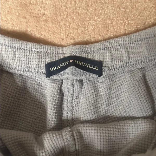 Brandy Melville Waffle Knit Shorts Periwinkle 100% Cotton Pockets Drawstring - Image 4