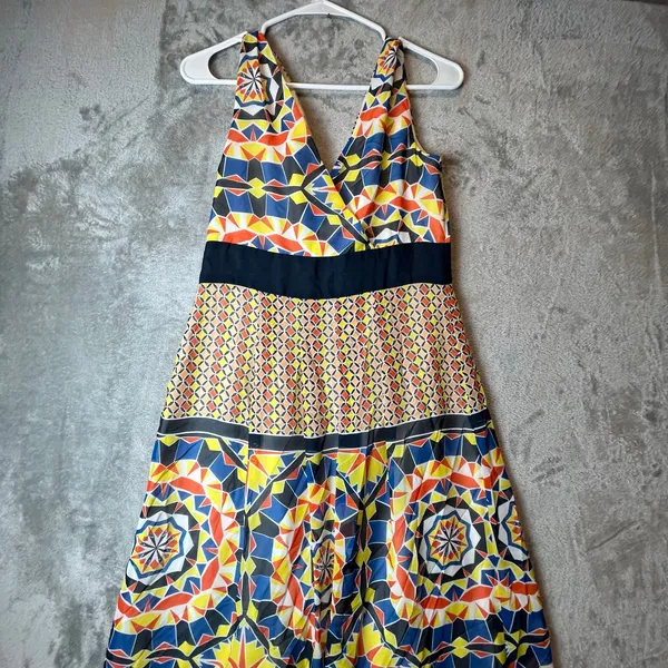 Ann‎ Taylor Geometric Kaleidoscope Maxi Dress Bold Abstract Print Size 2 New - Image 4