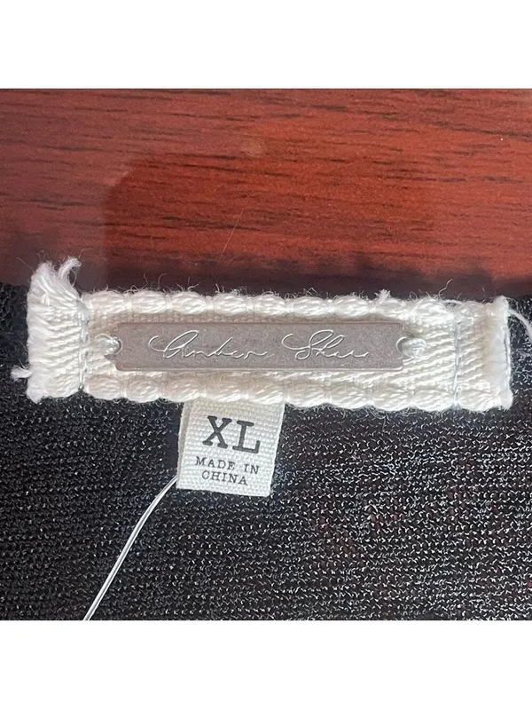 Amber Skies Pearl Embellished Sheer Mesh Top Black Cocktail Glam Whimsigoth XL - Image 8