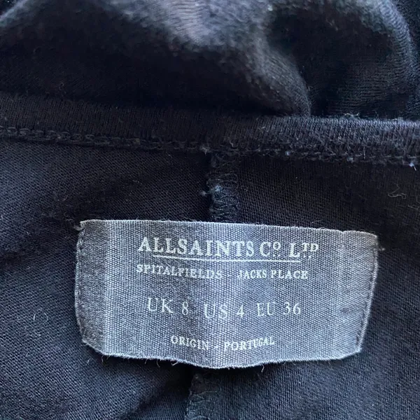 AllSaints Cotton Relaxed Slouchy Minimalist Strappy Cami Vest 4 Black - Image 4