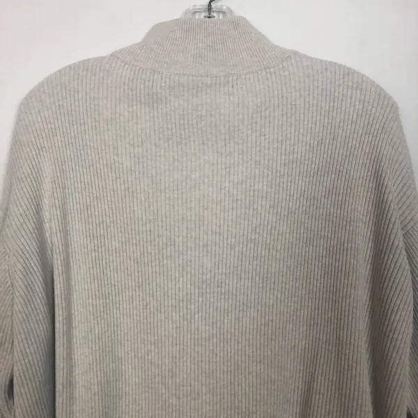 Norm Thompson Full Zip Cotton Ribbed Cream Sweater Size Medium - Image 7