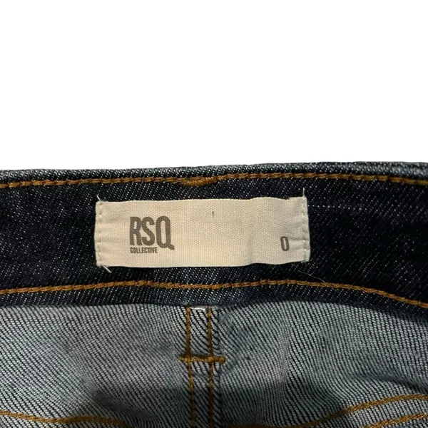 RSQ Collective Skirt Womens Size‎ 0 Blue Dark Wash Denim Mini Raw Hem - Image 3