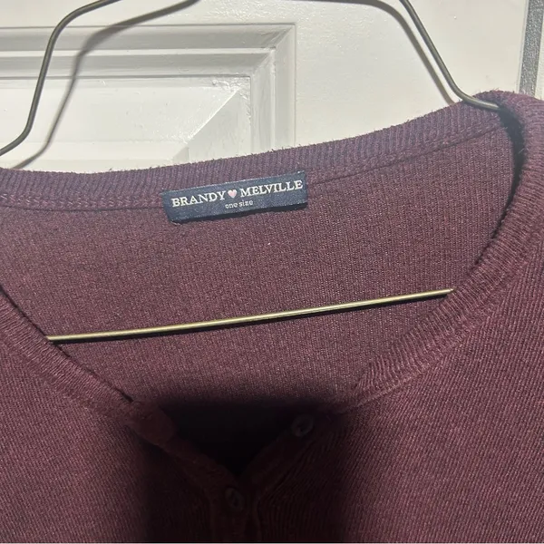 Brandy Melville Burgundy Henley - Image 4
