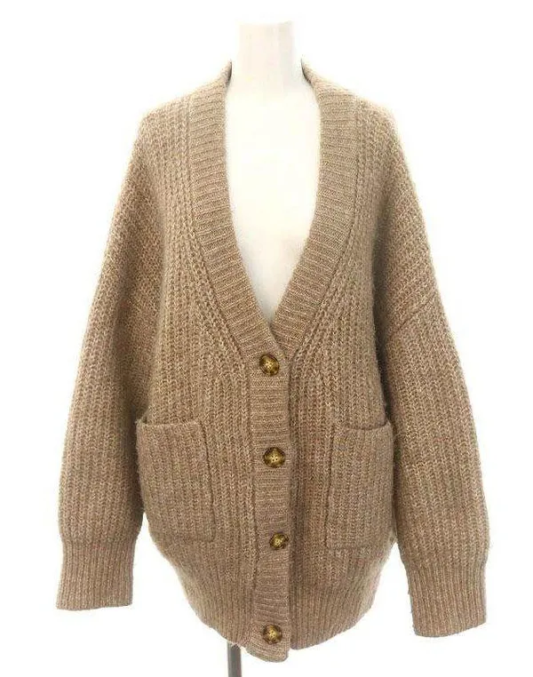 ZARA Patch Pocket Knit Oversized Cardigan Jacket Sweater Outerwear Tan Brown - Image 8