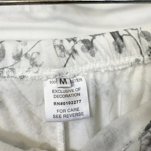 Body Touch Medium Pajama Set‎ White Gray Floral Long Sleeve Lounge Feminine 367 - Image 14