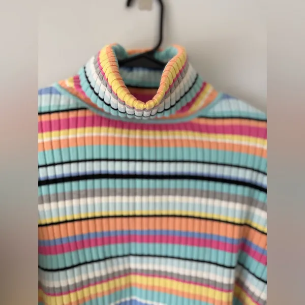 Chadwick's VTG Multicolor Striped Turtleneck Sweater Cotton Comfy Soft Retro Hippie Boho XL - Image 4