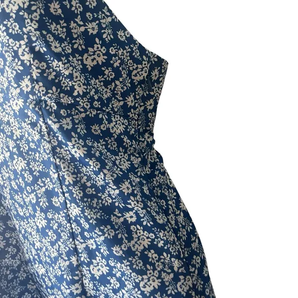L.I.A Love‎ Is All Women's Size Small Blue Floral Tie Back Satin Slip Dress - Image 4