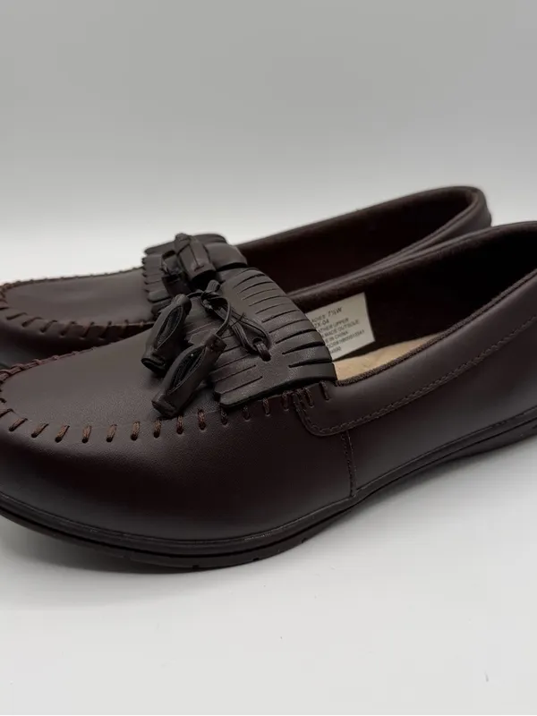 Dr Max Brown Leather Kiltie Tassel Loafers Moccasins Women’s 7.5W Wide - Image 3