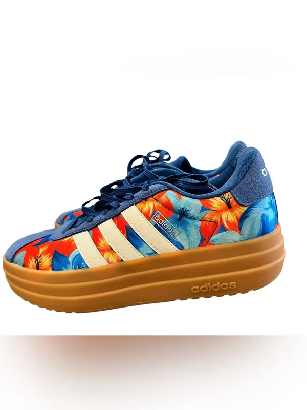 Adidas VL Court Bold Floral Platform Sneakers Blue Orange Women’s 8 New - Image 7