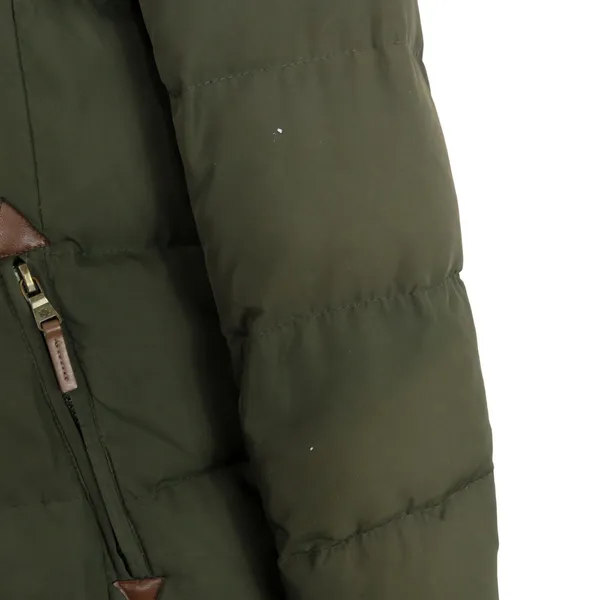 Ralph Lauren Women's Olive Green Long Puffer Coat Fur Hood Medium Down Filled - Image 6