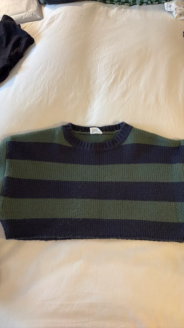 Cropper Knit Sweater Green - Image 3