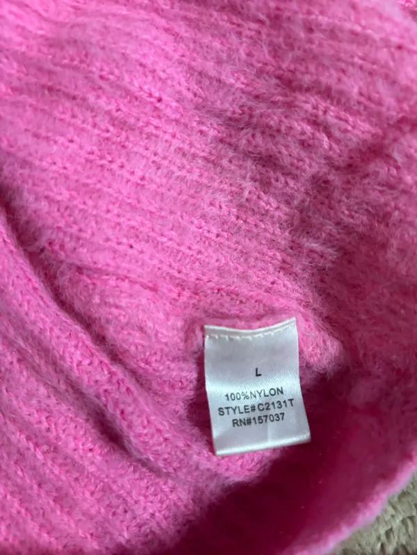 Luca + Grae Hot Pink Fuzzy Knit Wrap Crop Top Tie Waist Short Sleeve L - Image 4