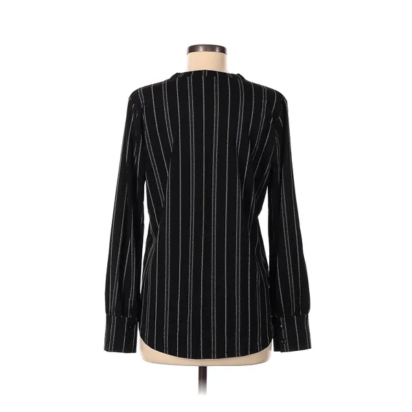 Ann Taylor Black Diagonal Striped V-Neckline Blouse - Image 11