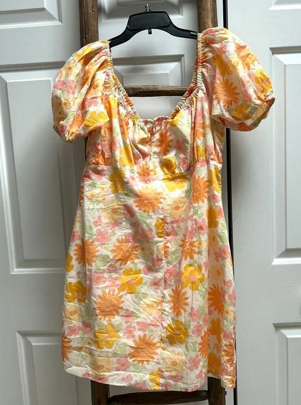 Sabo Skirt Floral Puff Sleeve Mini Dress Summer Cottage Core NWT - Image 2