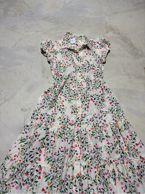 Misa Los Angeles Cream Floral Button-Front Maxi Dress small - Image 3