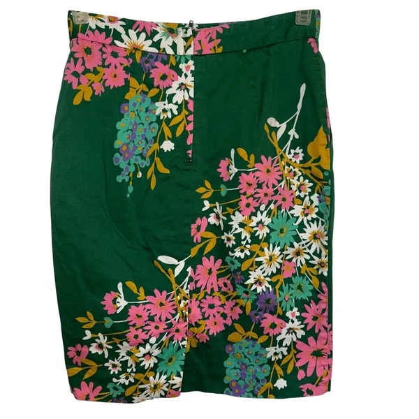 ANTHROPOLOGIE ODILLE‎ Abronia Pink Green Floral Cotton Spandex Skirt Small - Image 8