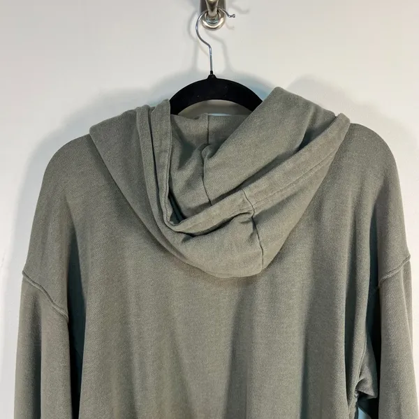 Aerie Womens Oversized Ruched Side Tie Hoodie Olive‎ Green French Terry XL - Image 8