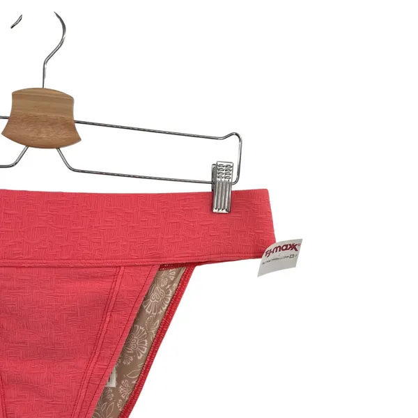 Free People free-est Dylan Lurex High-Waist‎ Bikini Bottom Coral Pink Size XL - Image 5