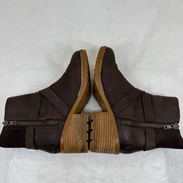 Sorel Cate Buckle Bootie‎ Dark Brown Leather Suede Ankle Boots NL3916-205 6 - Image 8