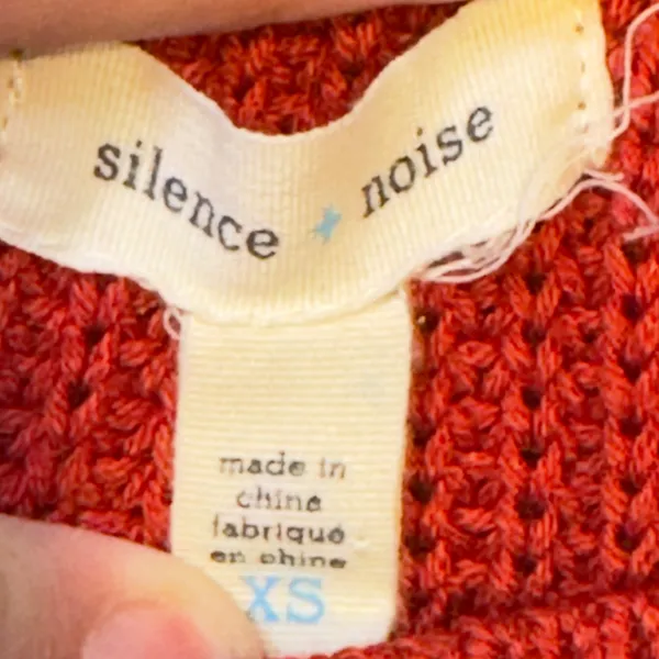 1401 | Silence + Noise‎ Ribbed Cropped Mock Neck Knit Sweater Red Womens XS - Image 5