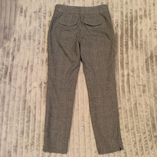 Banana Republic Glen Plaid Wool Blend‎ Ankle Zipper Trousers Black White 0 - Image 7