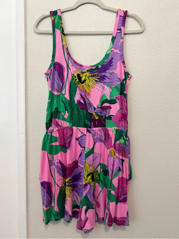 Express Pink, Purple & Green Floral Romper - Image 2