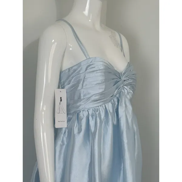 NWT Womens Baby Blue Satin Mini Dress Lace Up Corset Back Spaghetti Strap⁠ 8 - Image 6