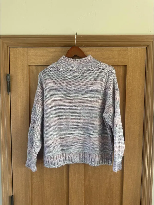 Maeve Anthropologie Rachel Textured Knit Mock Neck Sweater Lavender Women Medium - Image 6