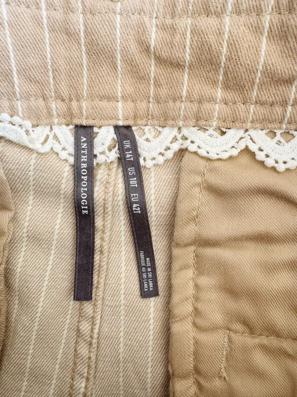 Anthropologie Lace-Embellished Railroad Pants, Size 10 Tall - Image 18