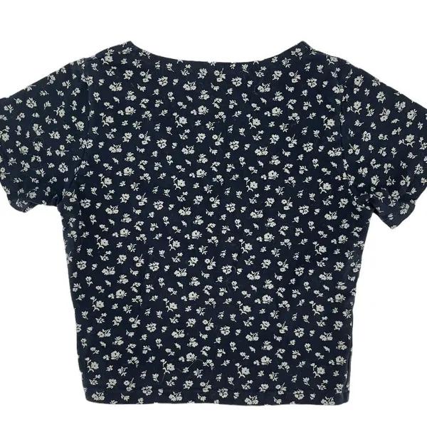 Brandy Melville Floral‎ Amara Crop Top OS Black Small medium - Image 4