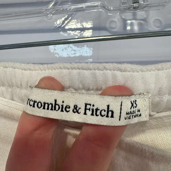 Abercrombie & Fitch Cream Asymmetrical Linen Blend wrap‎ Skirt - Image 2