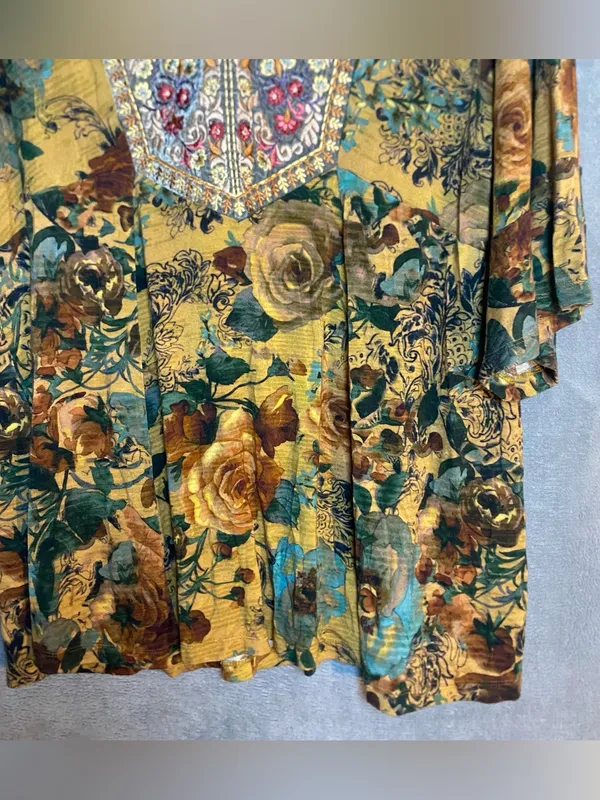Soft Surroundings XL Floral Embroidered V-Neck‎ Tunic Top Hippie Boho - Image 3