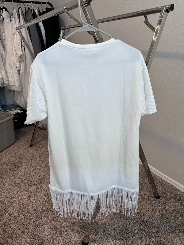 Peach Love California Bridal tassel and sequins cover up - Image 3