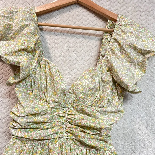 Tuckernuck Hyacinth House Yellow Green Floral Cottagecore Midi Dress‎ XXS - flaw - Image 6