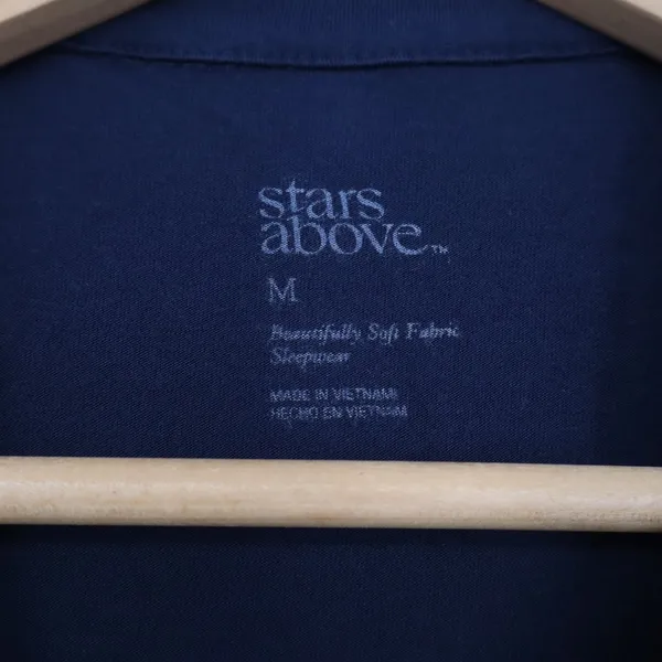 Stars Above Navy Blue Beautifully Soft Pajama Set Short Sleeve Shorts Medium - Image 2