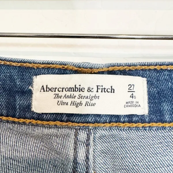 Abercrombie Ankle Straight Jeans 27 Short Blue Distressed‎ 90s Streetwear Grunge - Image 4