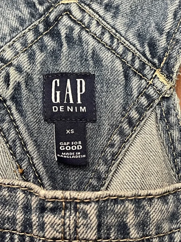 GAP womens Distressed Denim Short Overalls - Blue size XS - Image 4