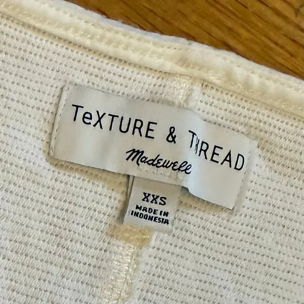 Texture & Thread Madewell Women’s XXS Cream Top Button Vest Sleeveless Cotton - Image 6