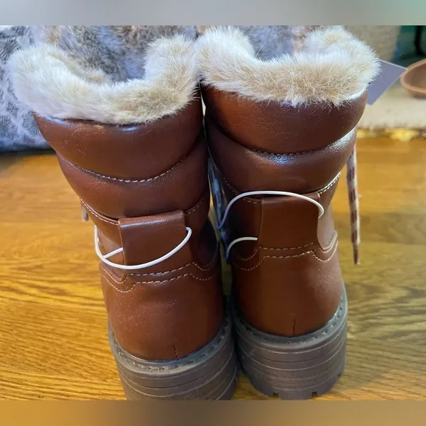 Women's Brown Faux‎ Fur Lined Lace Up Winter Snow Boots Size 6.5 - Image 2