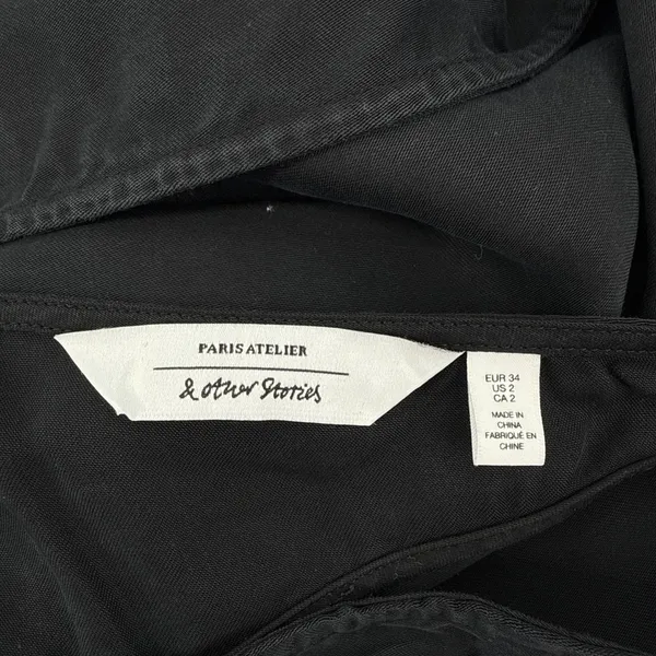 & Other Stories Paris‎ Atelier Black Lyocell Surplice Front Midi Dress Size 2 - Image 7