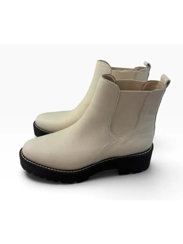 -Sam Edelman Justina Lug Sole Chelsea Boots Womens Size 6.5 Ivory Leather Ankle - Image 4