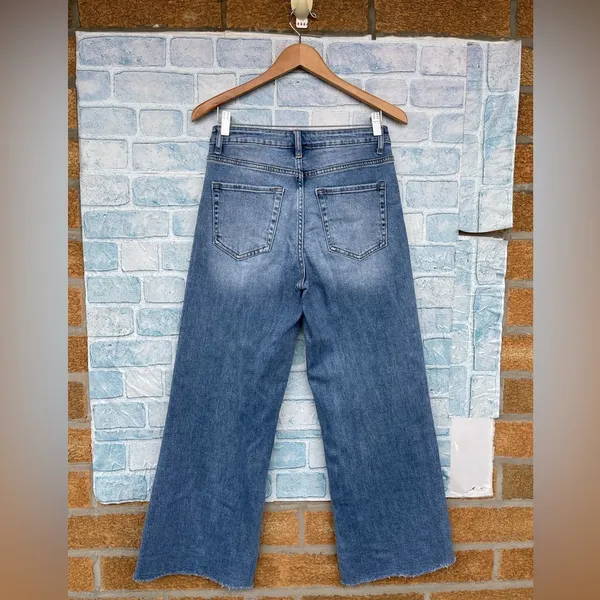 BAYEAS High -Rise Wide Leg Jeans with Frayed Hem size 28 - Image 6