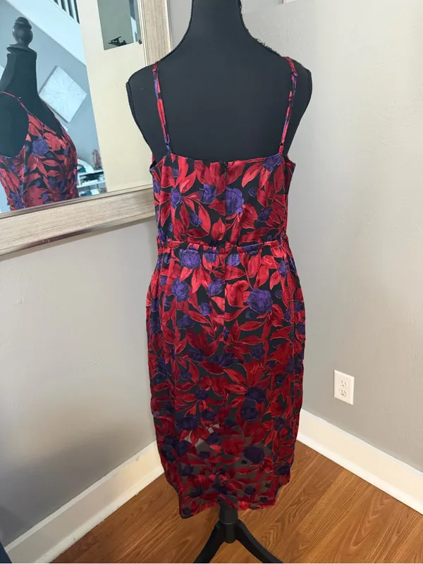 NWT Worthington burnout floral print faux wrap whimsy-goth tank dress size med - Image 4
