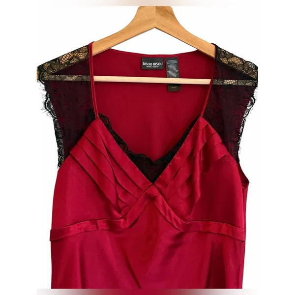 Vintage Y2K Fairy Bisou Bisou Whimsigoth Red Satin Top Size M Vamp Romantic Goth - Image 2