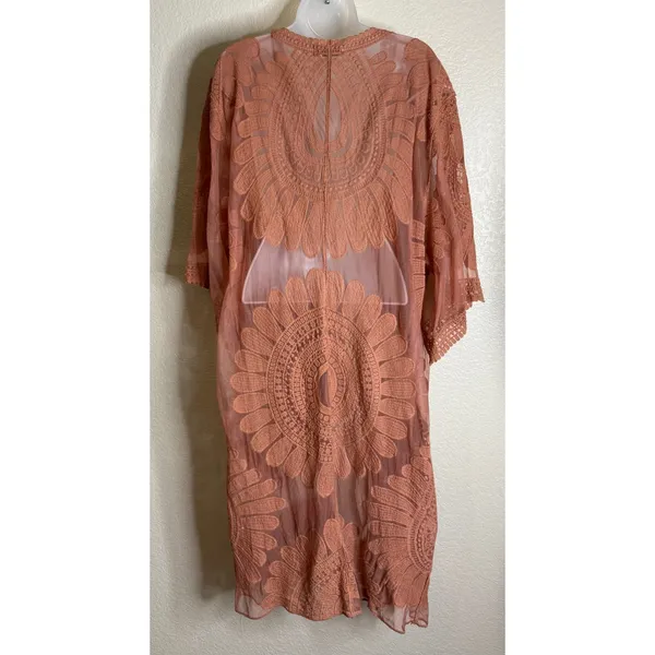 Style Apparel Womens Large Duster Cardigan Mesh Embroidered Lace Boho Western‎ - Image 2