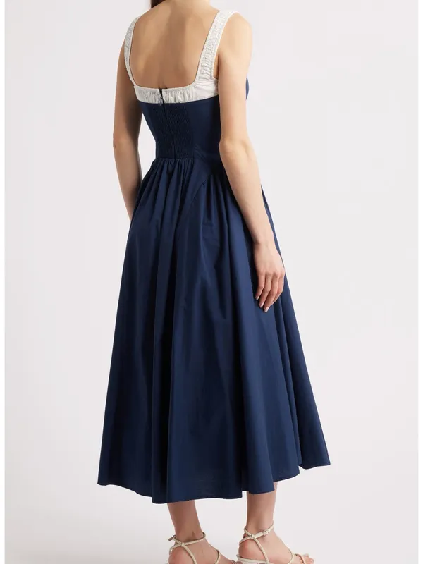 Moon River Colorblock Cotton Midi Dress, M - Image 5